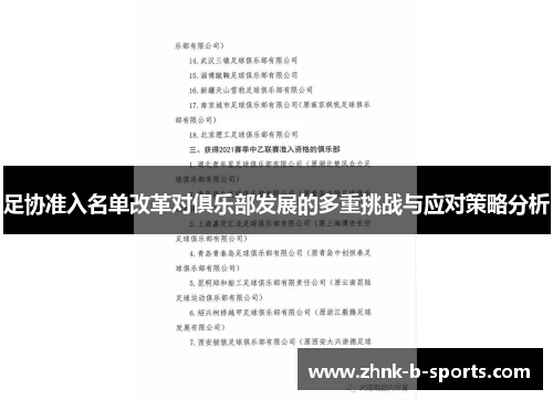 足协准入名单改革对俱乐部发展的多重挑战与应对策略分析