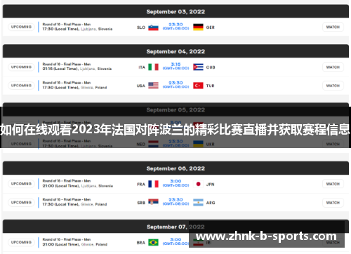 如何在线观看2023年法国对阵波兰的精彩比赛直播并获取赛程信息 如何在线观看2023年法国对阵波兰的精彩比赛直播并获取赛程信息